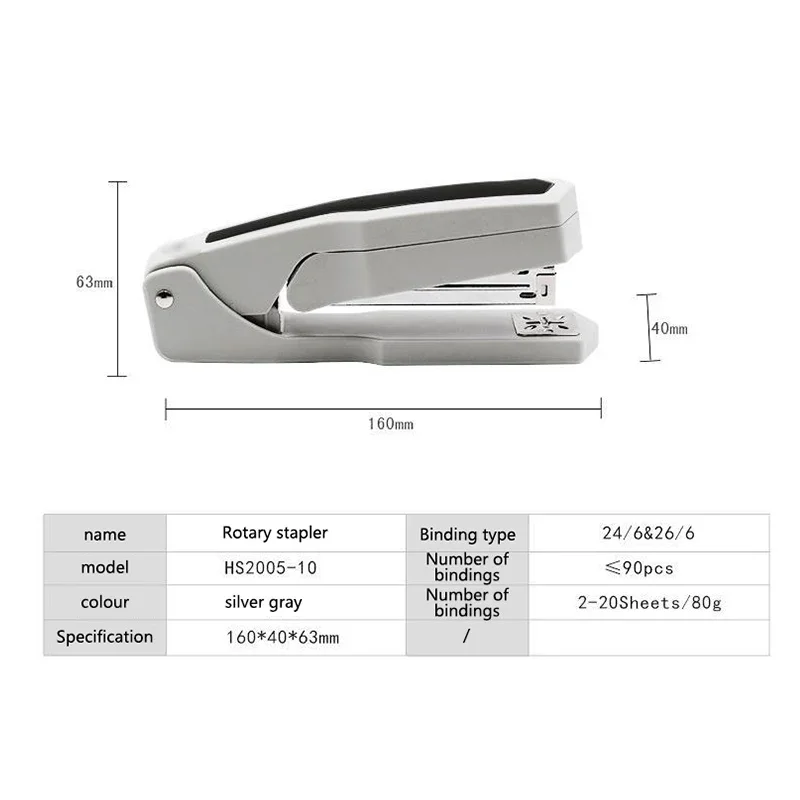 360 Degree Rotary Manual Stapler Portable School Student Test Paper Binding Machine Business Office File Staplers Stationery