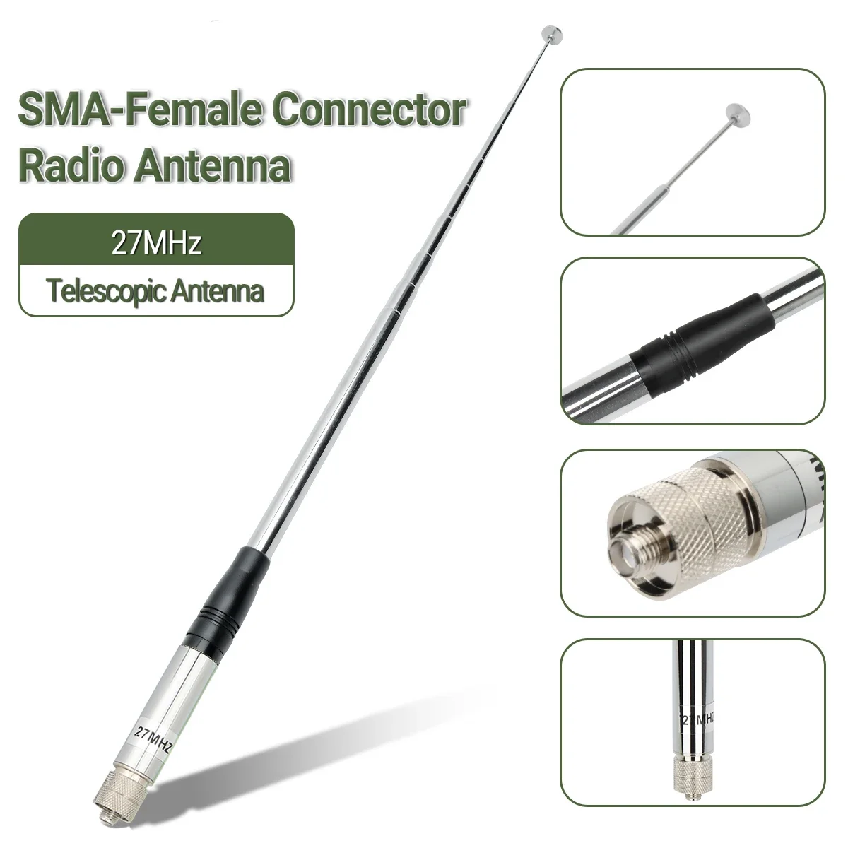 27MHz SMA-Female/SMA-Male/BNC Handheld Telescopic CB Antenna For Quansheng UV-K5 UV-K5(8) baofeng UV-K61 Walkie Talkie image 3