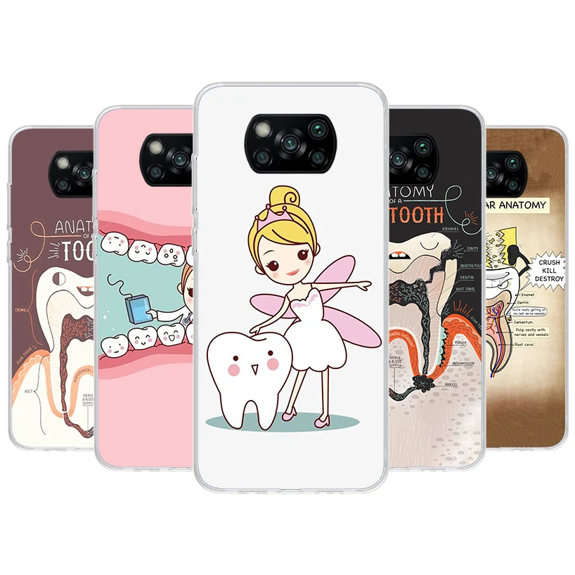 Wisdom Teeth Dentist Tooth Phone Case For Xiaomi Poco X7 X6 X5 X4 X3 Nfc F6 F5 Pro F4 Gt F3 F2 F1 M5S M4 M3 5G Fundas Soft Shell