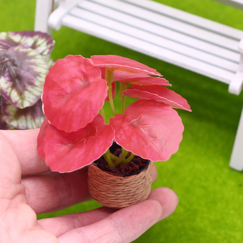 1/12 Dollhouse Simulation Green Plants Potted Model Dollhouse Mini Garden Decoration Toy Micro Landscape Bonsai Ornament