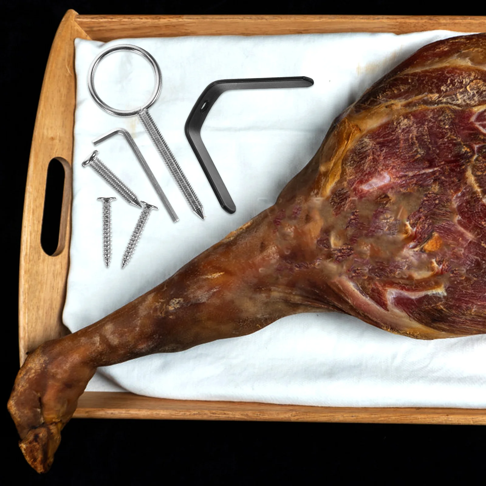 

1Set Iron Ham Holder Rack Stable Spanish Ham Storage Stand Easy Installation for Restaurant Home Hotel Banquet