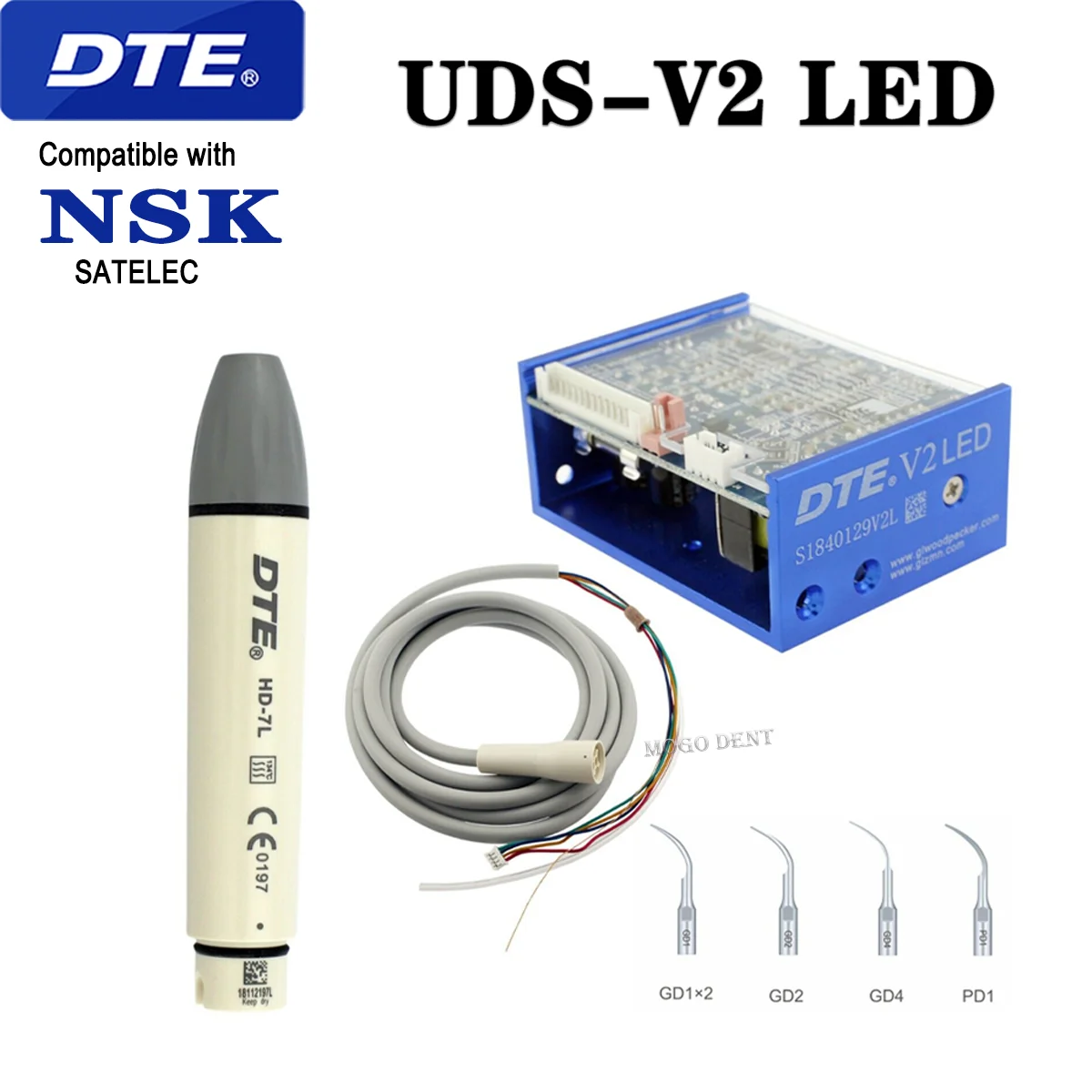 Original Woodpecker DTE Dental Ultrasonic Scaler Built-in UDS V2 LED Scaler Handpiece HD-7L Fit NSK SATELEC Dentistry Tools
