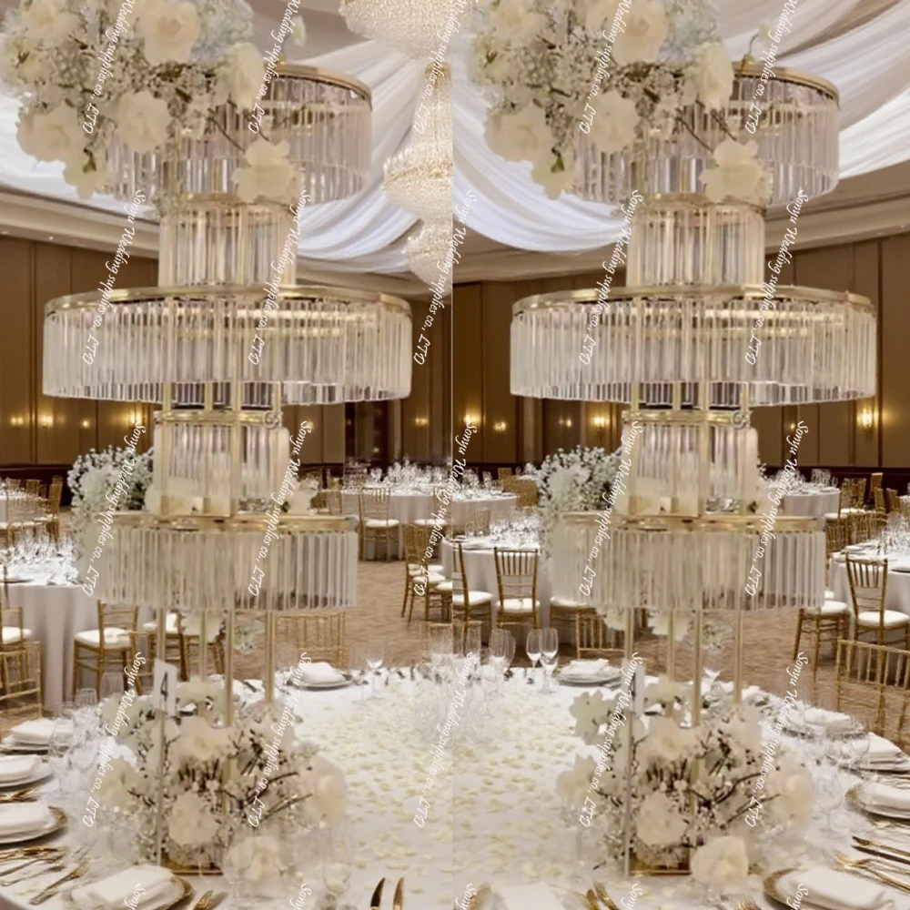 

2-6pcs)70-130cm Acrylic floral Stand Wedding Decoration Table Ornaments Wedding not Crystal is Acrylic Centerpiece Flower Stand