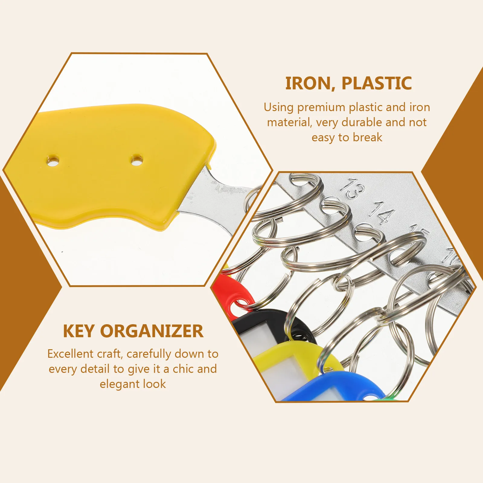 1Set Plastic Premium Key Storage Holder For Storage Office Worker Iron Frame Tags Convenient Keyring