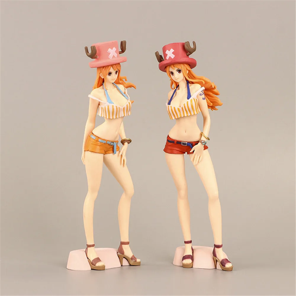 21cm One Piece Anime Nami Wearing With Chopper's Hat PVC Action Figure Collectible Doll Figurine Model Toys Kids Gifts