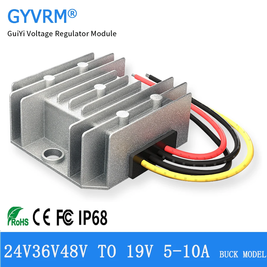 GYVRM DC-DC 24V to 19V 10A Step Down 36V 48V to 19V 10A Voltage Regulator 190W Laptop Power Supply for Car