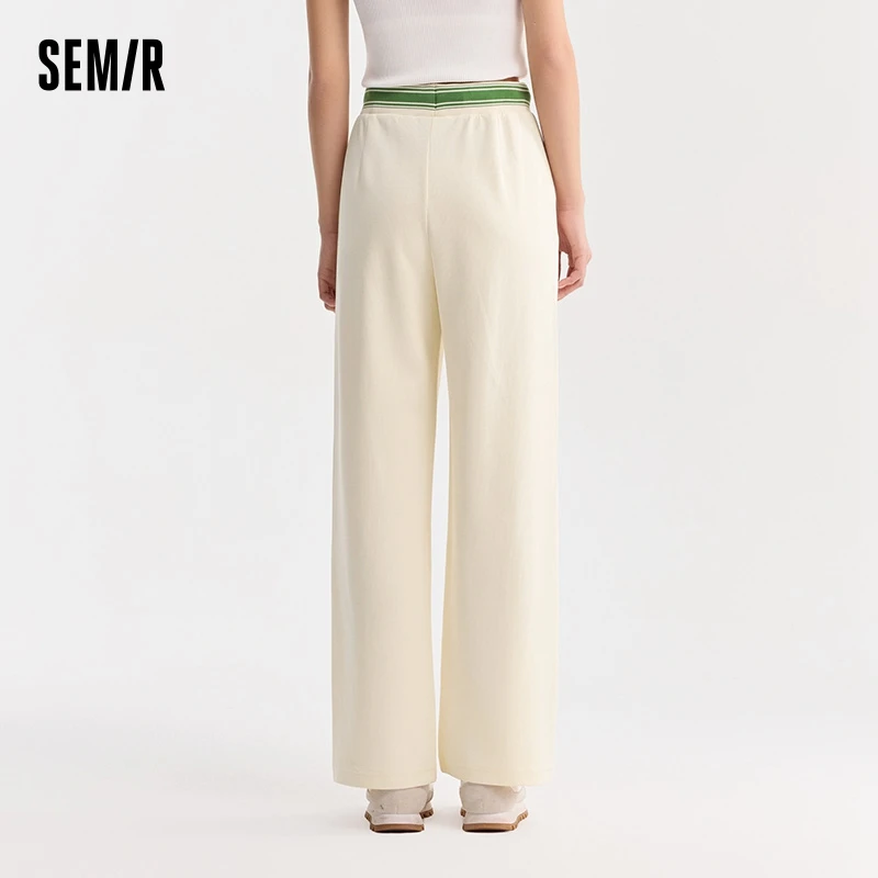 Semir Casual Pants Women Embroidery Clash Of Colours Textured Trousers Fashion Personality Summer Girls Skinny Textured Wide Leg