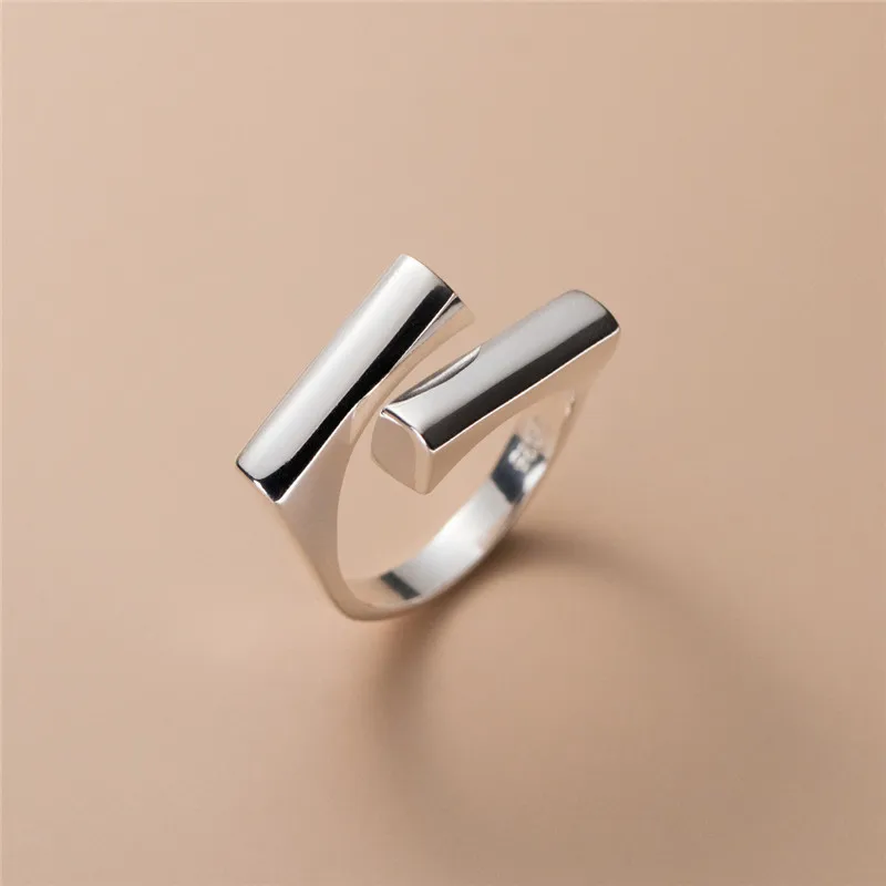 Hot Sale Simple Fashion Punk 925 Sterling Silver Geometric Open Rings For Women LR007