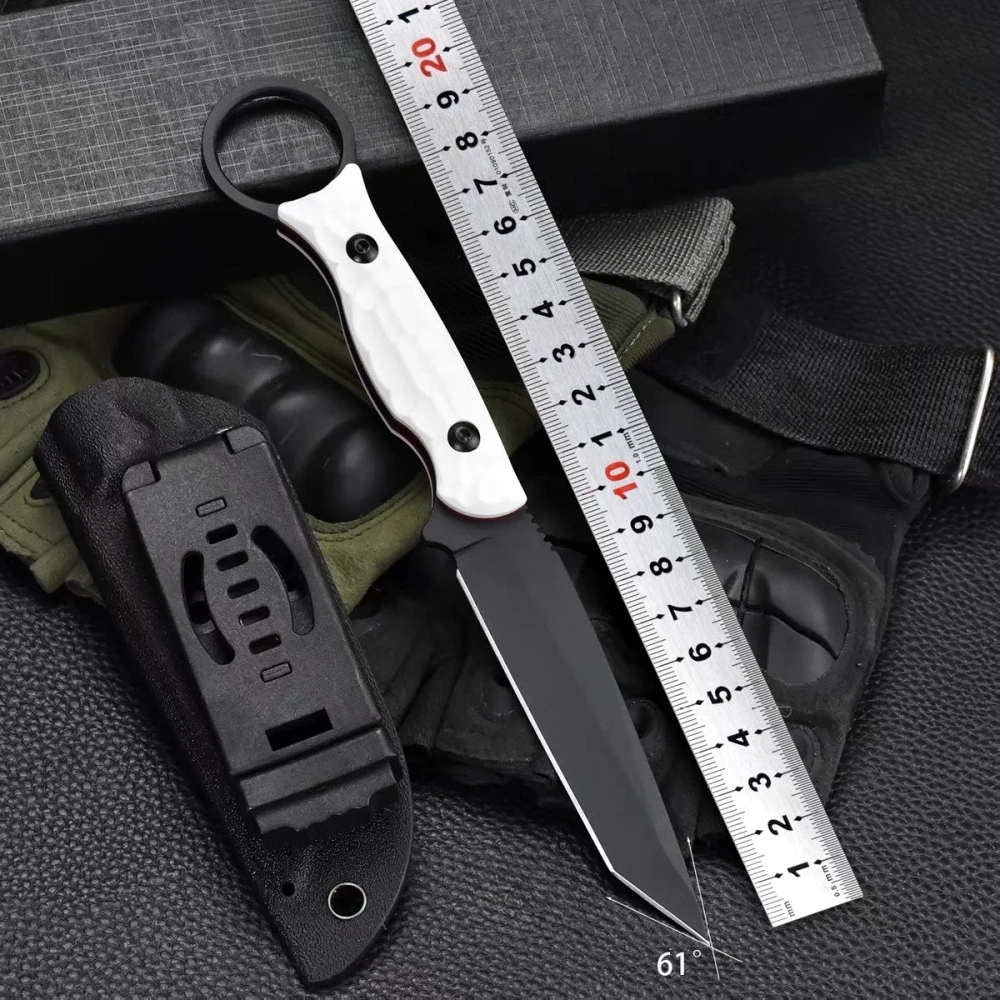في الهواء الطلق التكتيكية الصيد مستقيم سكين البرية بقاء القتال الدفاع سكين قصير التخييم التنزه مغامرة الإنقاذ EDC سكين #1