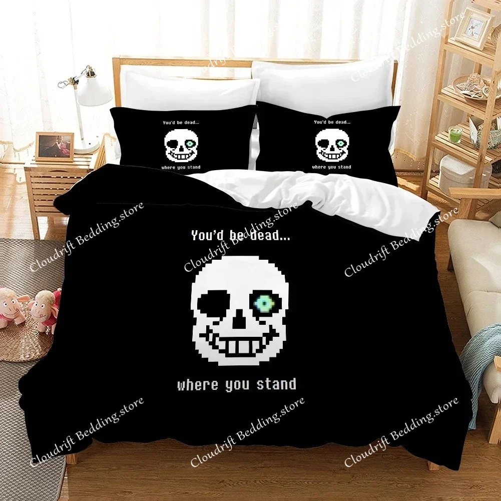 

High Quality 3D Printed Undertale Game Frisk Sans Papyrus Pattern Duvet Cover with Pillow Cover Bedding Set for Bedroom Decor