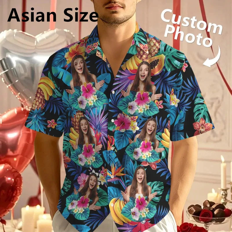 

Personalization DIY Face Hawaiian Shirts For Men Fashion Custom 3D Printed Short Sleeve Shirt Funny Gift Party Wear Blouse Tops