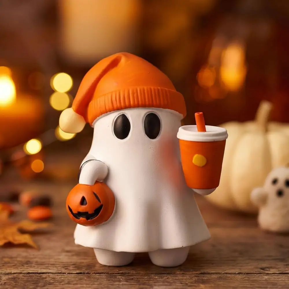Halloween Ghost Reading Book Resin Lamp Novelty Desktop Night Light Decorative Statue Bedside Table Decor Indoor Lighting