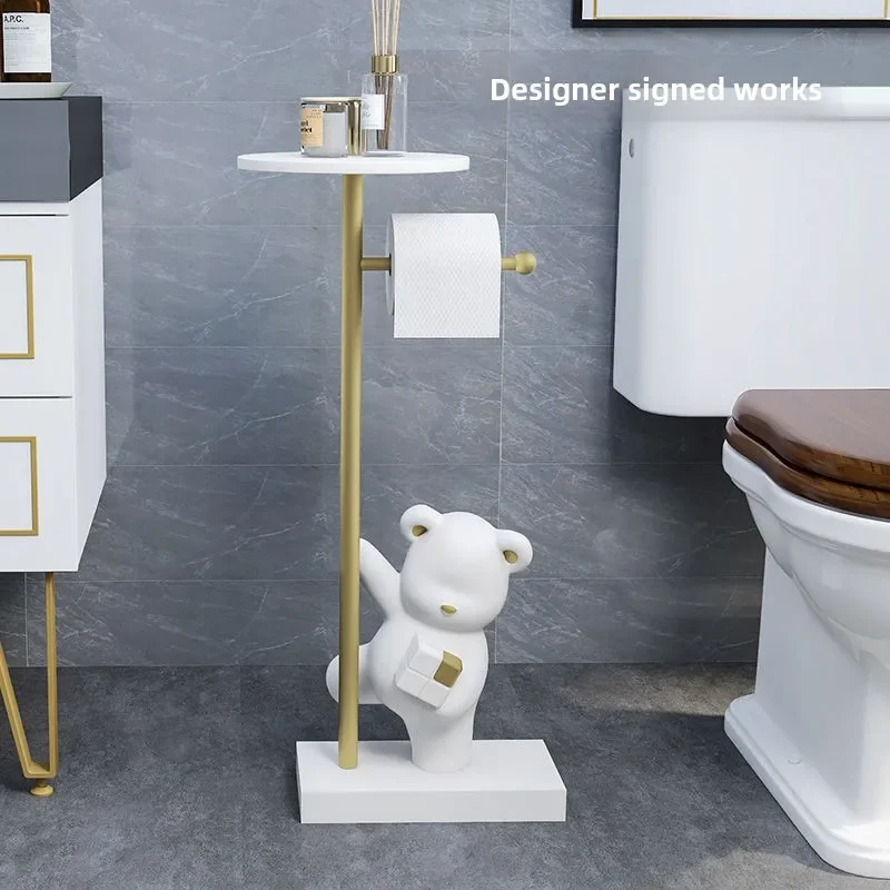 Nordic roll paper holder, floor-to-ceiling ornament, bathroom without punching, bathroom toilet with toilet paper storage rack