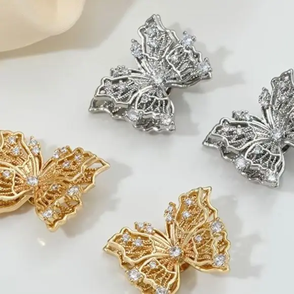 

14K Gold-Plated DIY Zirconium-Inlaid Lace Butterfly Multi-Hole String Bead Jewelry Making Accessories Bracelet Necklace Earrings