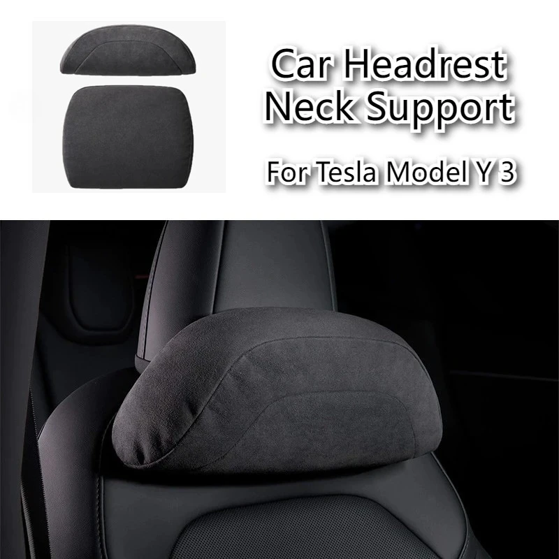 Für Tesla Model 3/Y Auto-Nackenkissen aus Memory-Schaum, Schützende Lendenwirbelstütze, Druckentlastende Kopfstütze, Auto-Zubehör