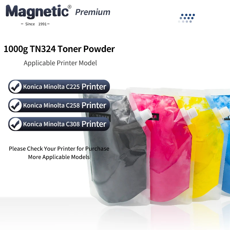 

1PCS/1000g TN324 Toner Powder For Konica Minolta Bizhub C225 C258 C308 C368 High Quality Compatible Color Refill Toner Powder