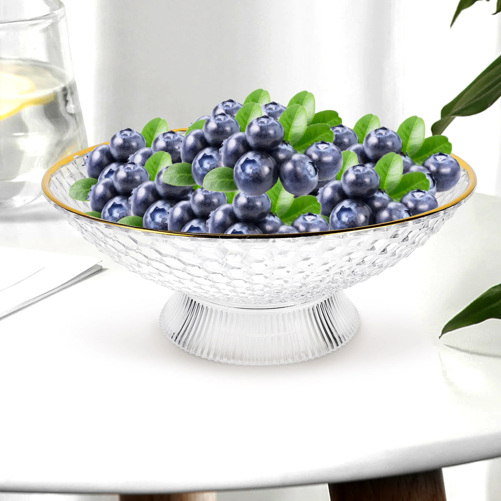 

Transparent Fruit Bowl Snack Tray Large Opening Drainage Plate Multi functional Storage Holder Home Kitchen Decor