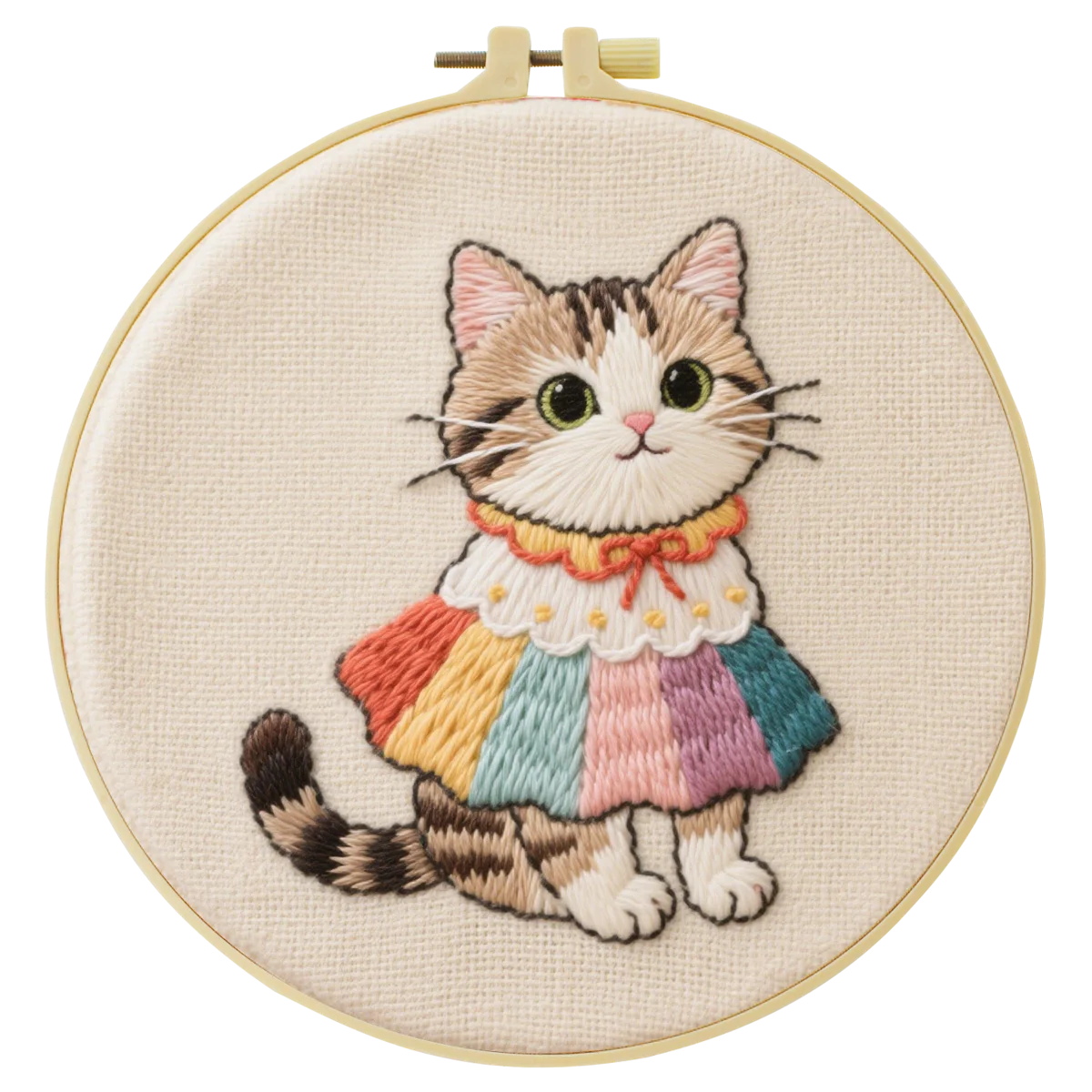 1 Stück 20x20 cm/7,87 Zoll Niedliches Katzen-Stickerei-Starter-Kit DIY-Set für Anfänger Heimdekoration Nähkunst – Detail 3