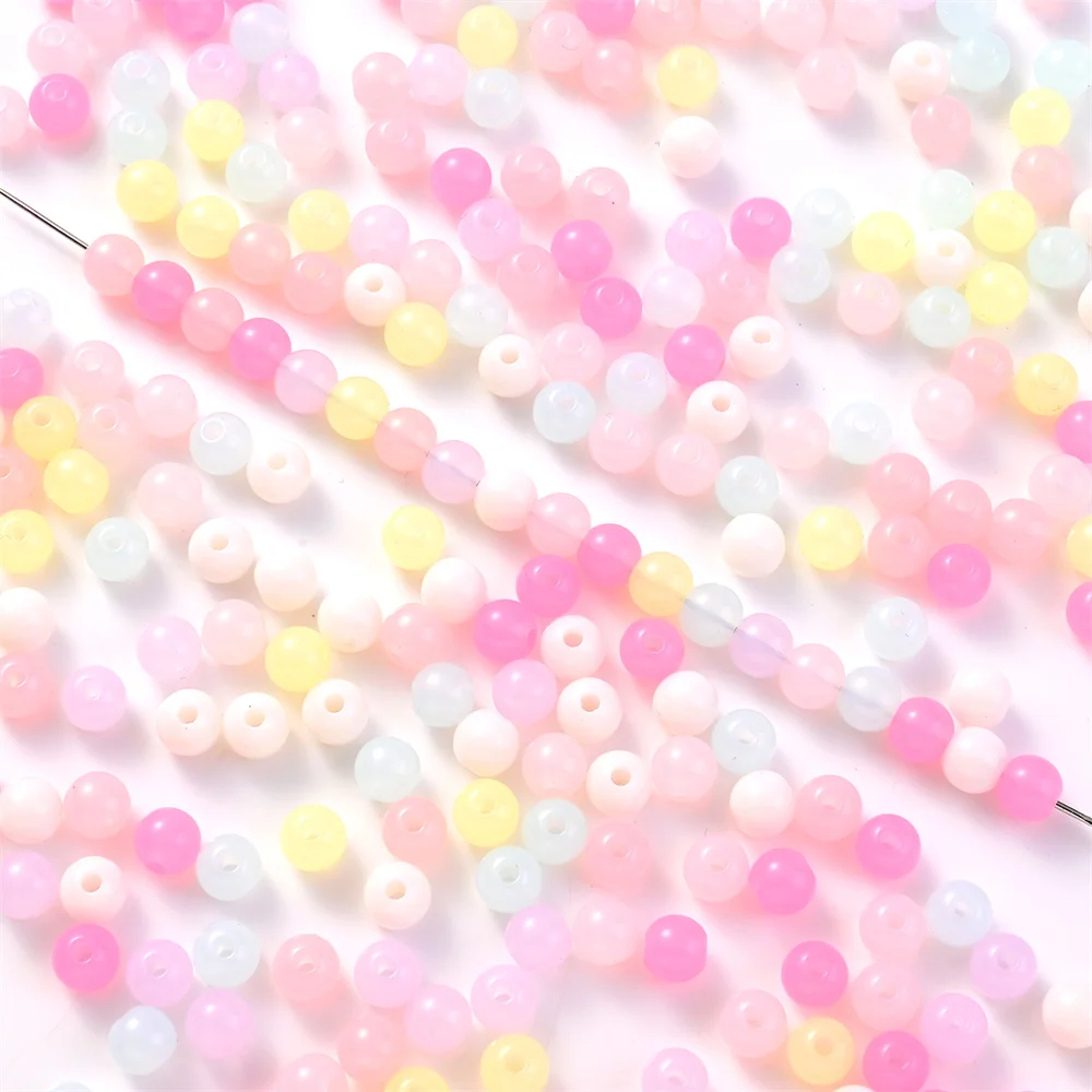 iYOE 200Pcs 6mm Loose Spacer Acrylic Beads Candy Color Round Shape Jewelry Beads For Making Earring Necklace DIY Phone Chain