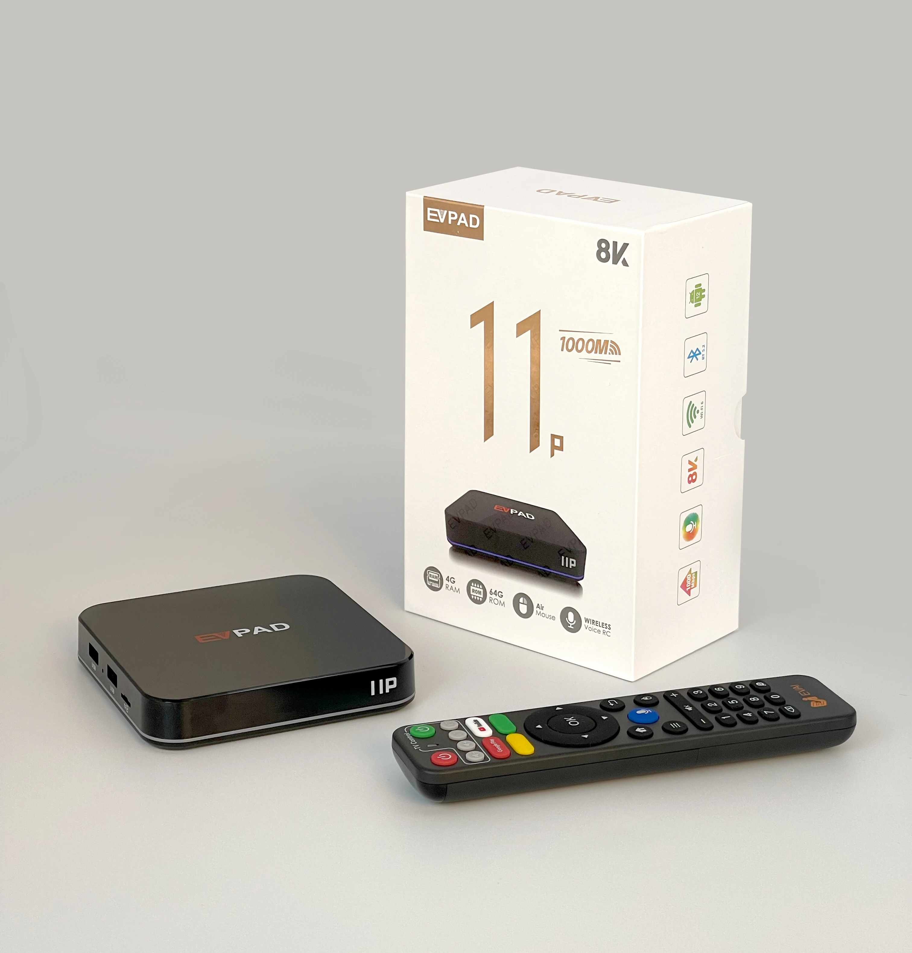 2025 Hot EVPAD 11P 11S H618 Android 12 8K WIFI6/7 VOICE RC hot sell android tv box update 1000M ethernet set top box evpad