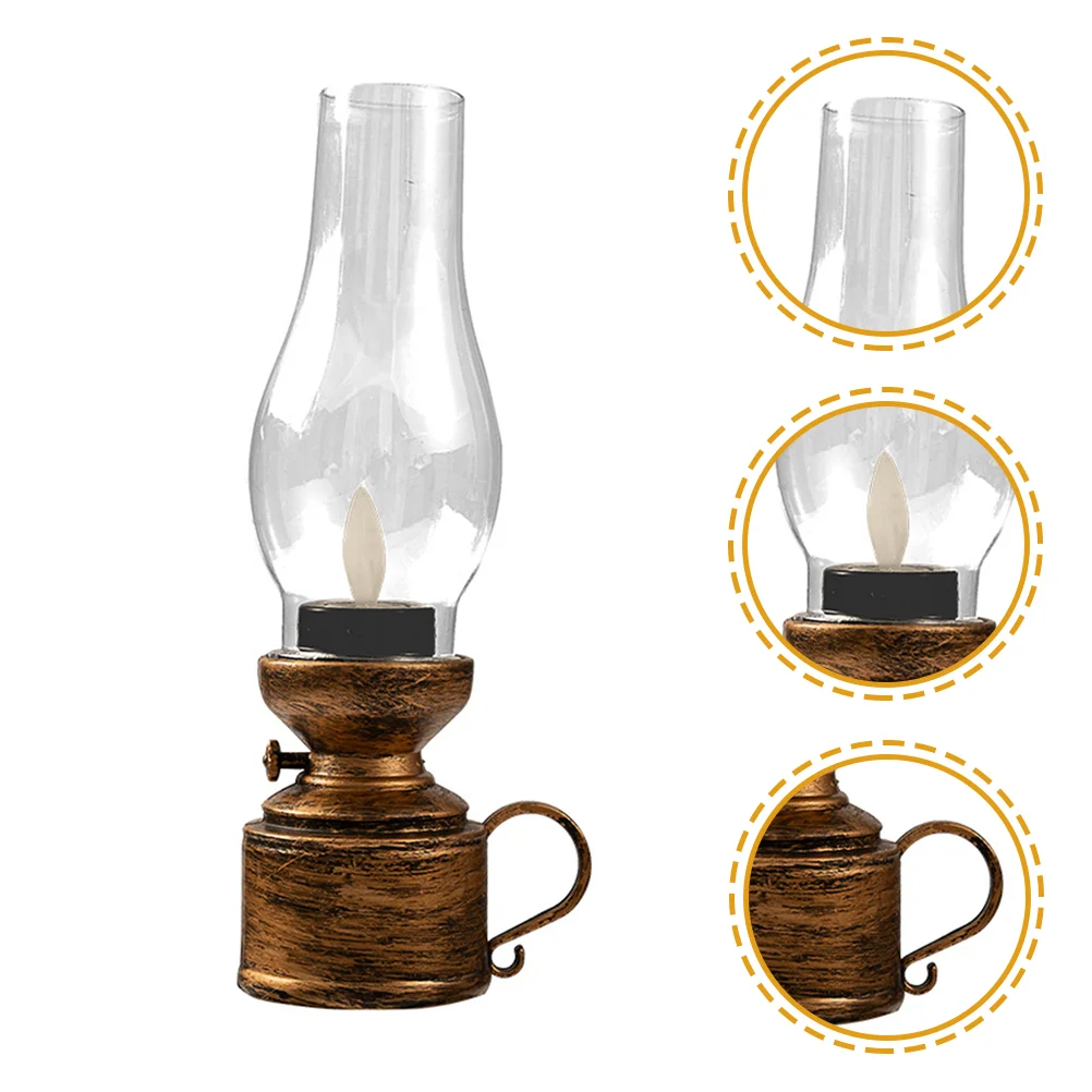 

Electronic Kerosene Lamp Oil Lantern Shades Night Light Plastic Component Retro LED Indoor Office