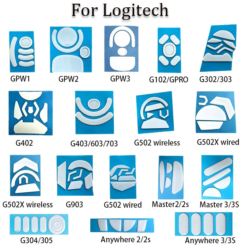 YUXI 1 Set White Mouse Feet Sticker For logitech G302 G303 G304 G305 G402 G405 GPRO G502 G502X G903 GPW Mouse Skates Feet Pads - Detail 1