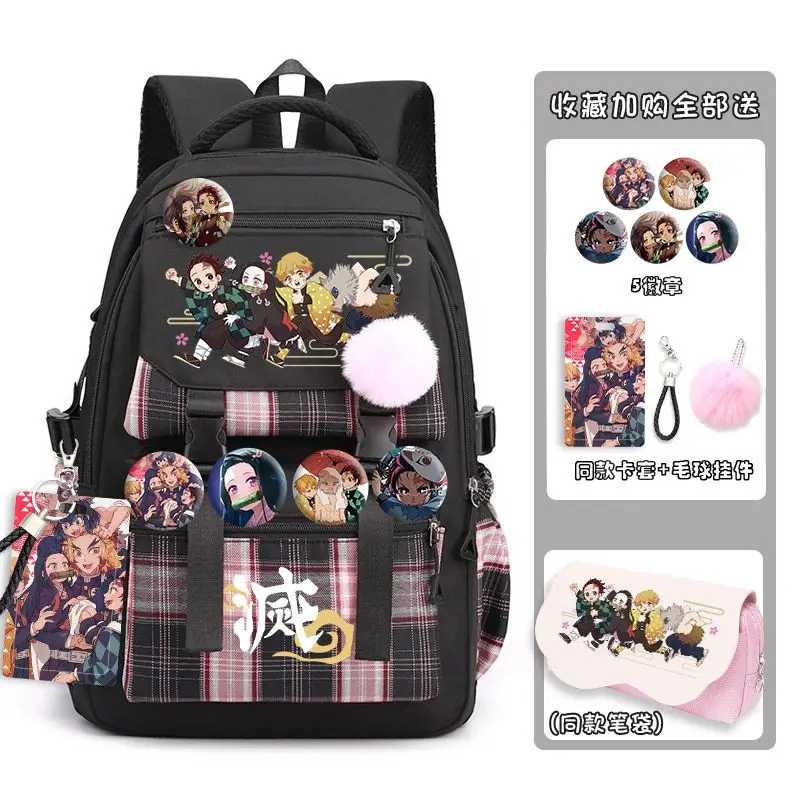 Demon Slayer Tanjiro Kamado Hashibira Inosuke Agatsuma Zenitsu Backpack Anime Peripheral Cartoon Cute Large Capacity Schoolbag