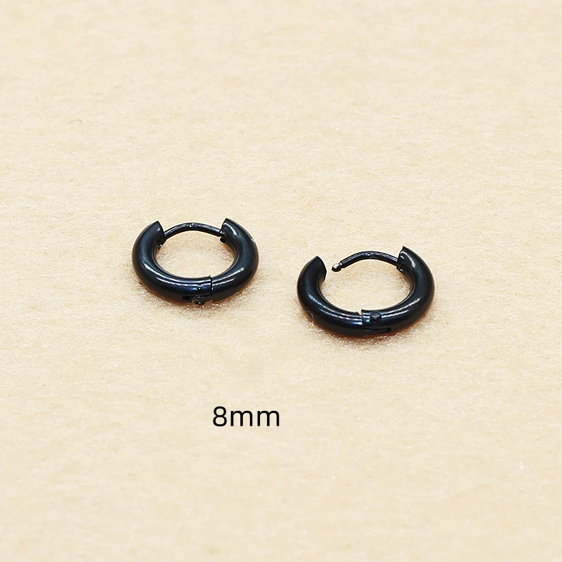 0987 Herren Damen Creolen 8MM Schwarz-Kreis 2,5mm 316L Edelstahl Ohrringe IP-Beschichtung Kein Verblassen Allergiefrei – Detail 1