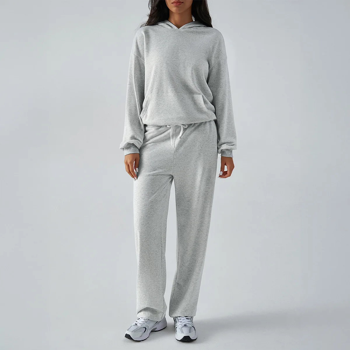 2025 Autumn and Winter Leisure and N Sports Style Hooded Sweater Slim Lace-up Trousers Suit Women Ensemble Femme 2 Pièces