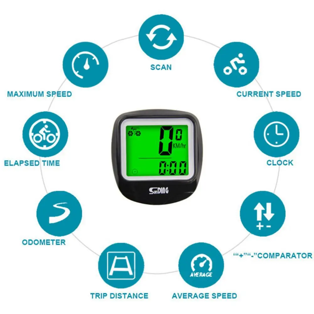 Waterproof Wired Digital Bike Speedometer Odometer With NightLights Bicycle Cycling Speed Counter Code Table Bicycle Stopwatch