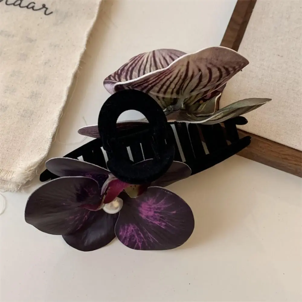

Butterfly Orchid Flower Hair Claw Bohemia Barrettes Shark Clip Orchid Hair Clip Cute Hairpin Ponytail Clip Large Shark Clip Girl