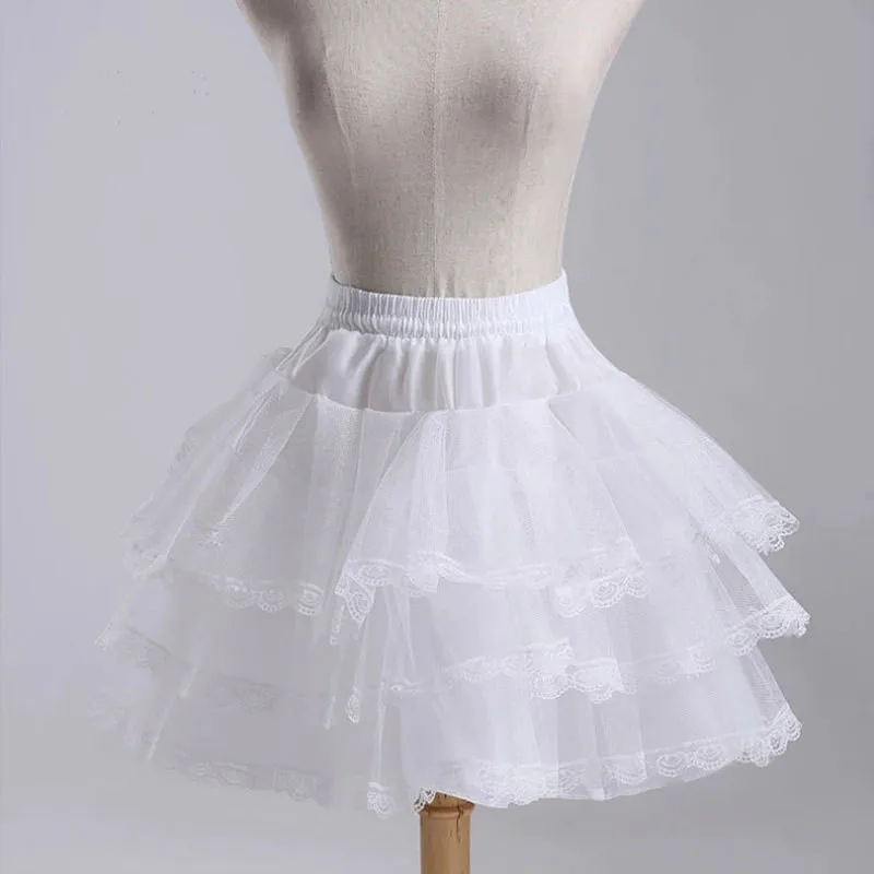 Jupe de soutien de groupe court pour robe de performance, plinthes désossées, jupe de ballet crinolines, soutien à trois couches avec dentelle