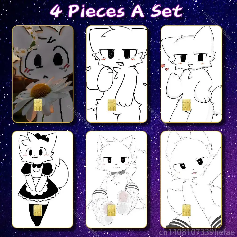 

Cute Boykisser Bank Credit Cards Bus Pass Stickers Cool Decoration Waterproof 4PCS Card Protective Film