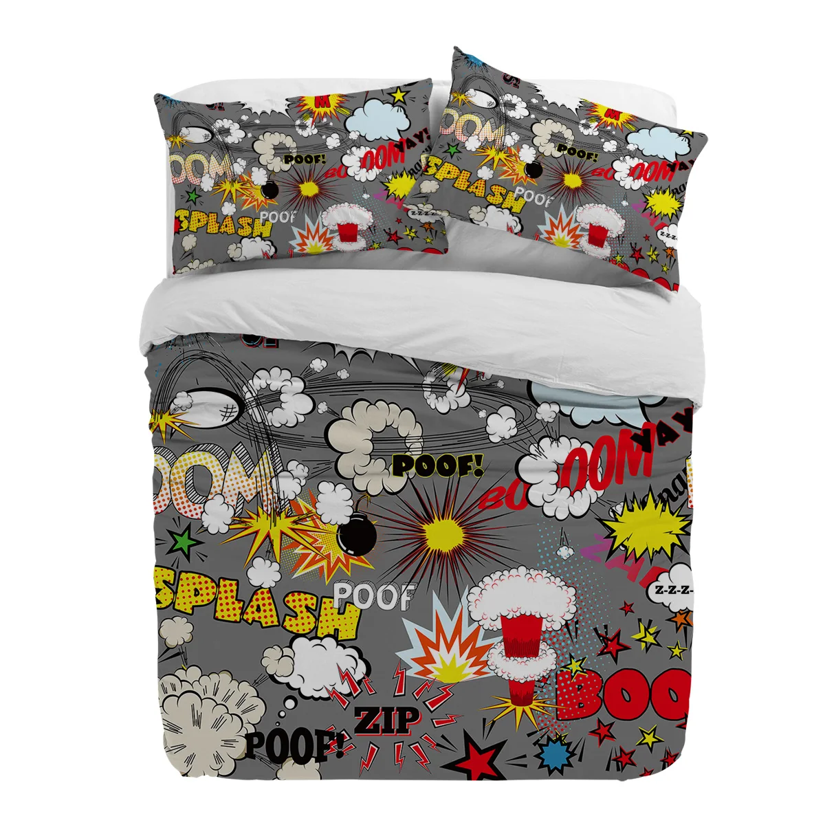 Funny Explosion Pattern Duvet Cover with Pillow Case Custom 3pcs Bedding Set Quilt Cover Double Bed Home Textile