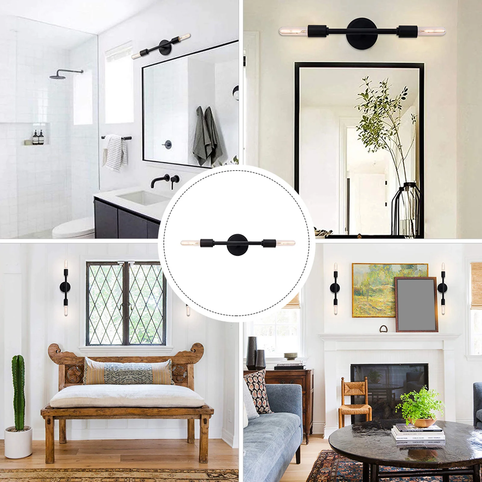 

2-Light Black Industrial Wall Lamp Iron Bathroom Vanity Light Fixture For Hallway Living Room Office Corridor Indoor