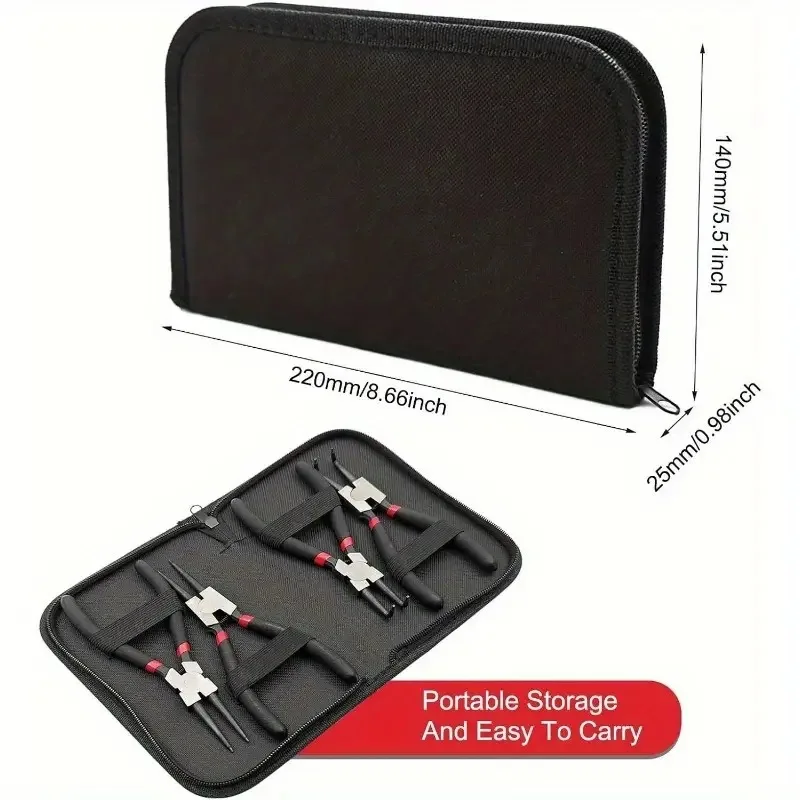 

7-inch 4PCS card spring pliers set, dual-purpose elbow spring pliers, manual auto repair set, inner bend, outer stopper