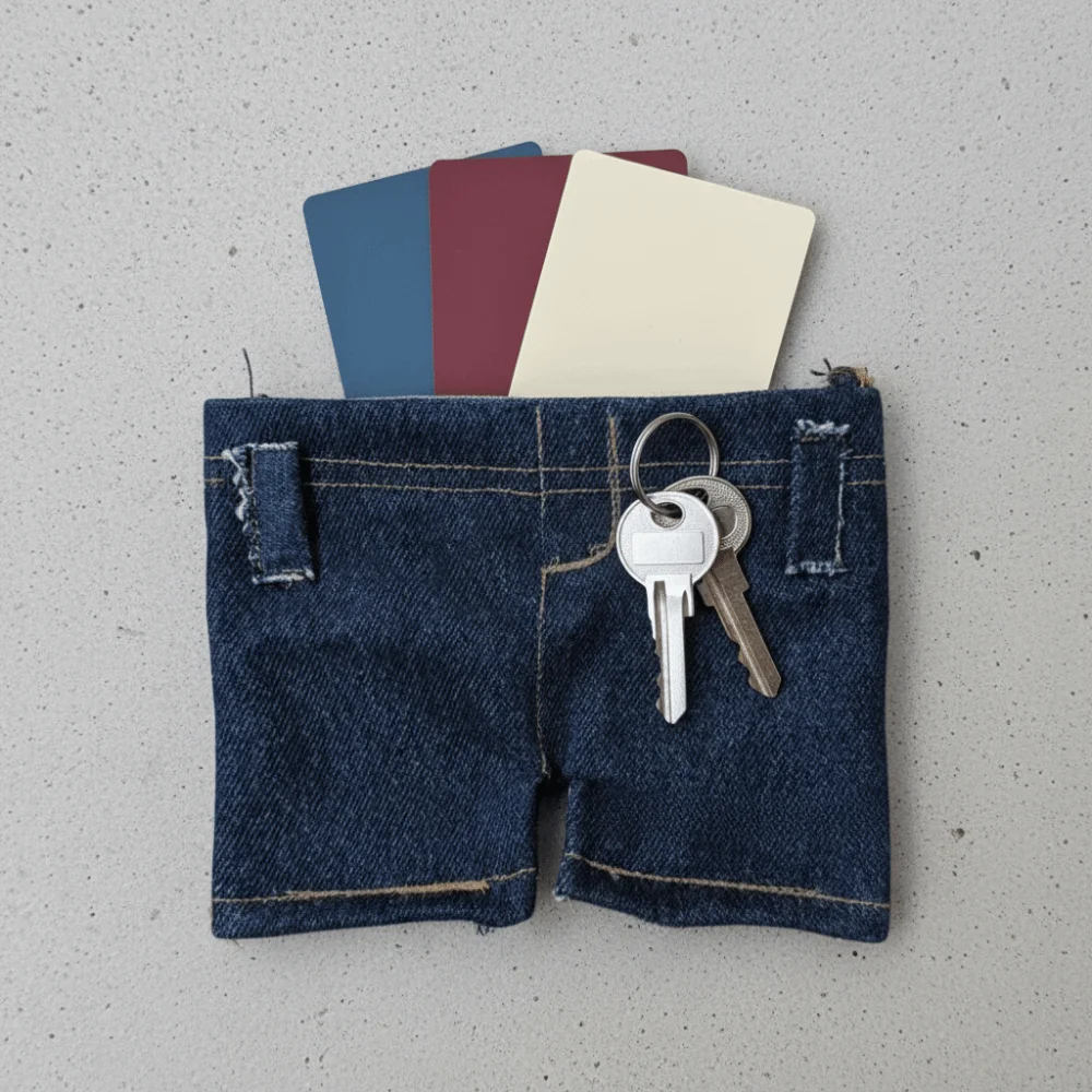 الإبداعية الرجعية البسيطة الجينز على شكل المحفظة ضئيلة حجم صغير جيب السراويل حامل بطاقة Bifold المحمولة طوي تغيير مفاتيح حقيبة #3