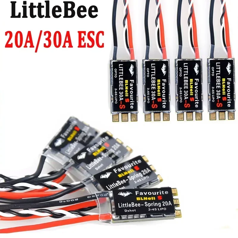 FVT LITTLEBEE BLHeli - s Spring ESC |   20A/30A، 2 - 6S بدون فرش، يدعم DSHOT/Multishot/OneShot للمراوح المتعددة