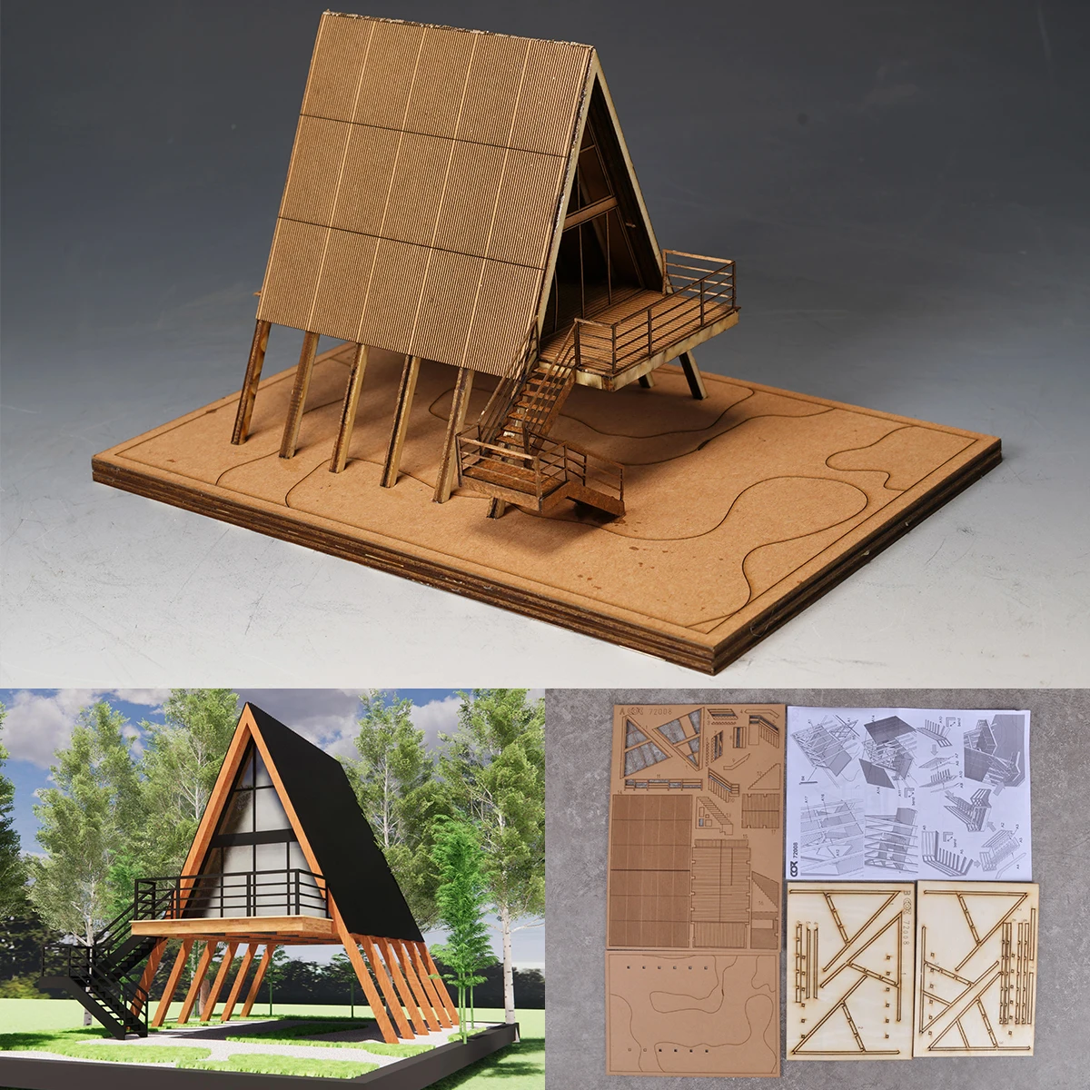 Maqueta arquitectónica de ensamblaje, mesa de arena, casa de campo, paisaje urbano, diorama, kit de maqueta a escala, base de exhibición, soporte 1/72