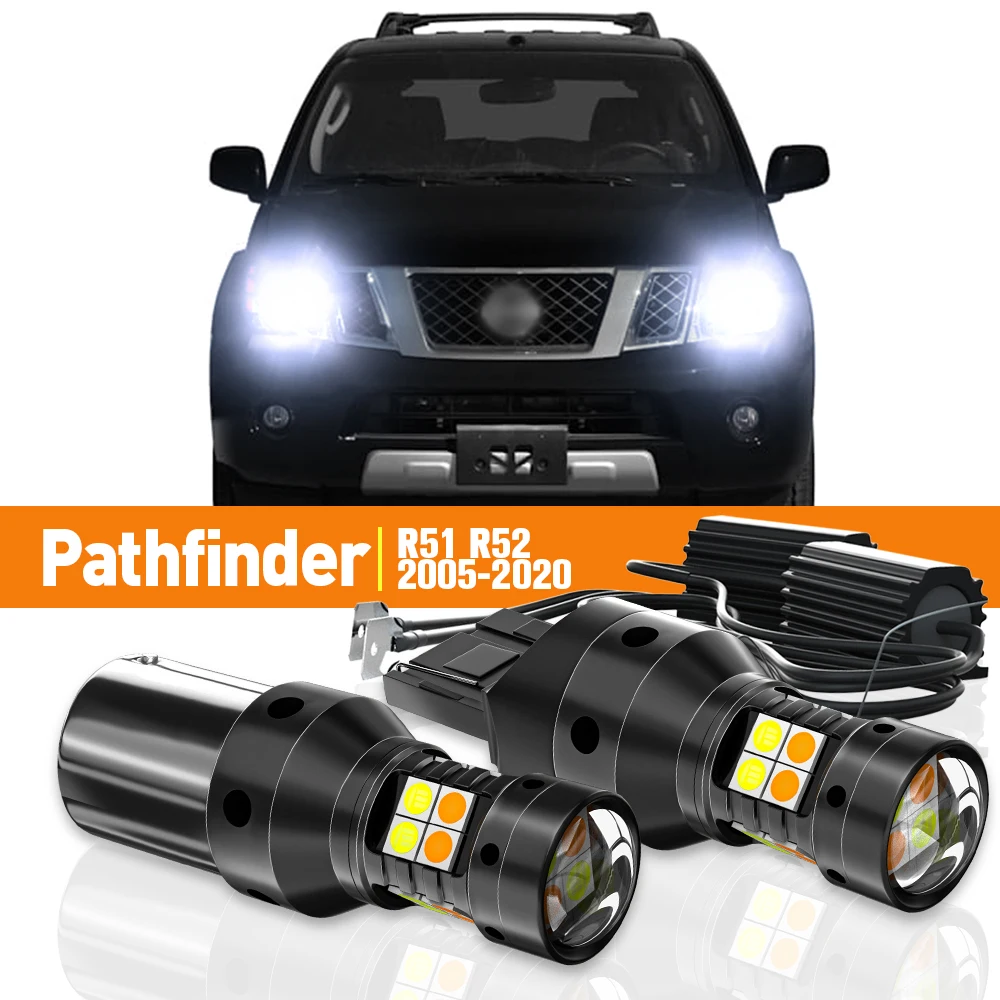 

2x LED Dual Mode Turn Signal+Daytime Running Light DRL For Nissan Pathfinder R51 R52 2005-2020 2012 2013 2014 Accessories Canbus