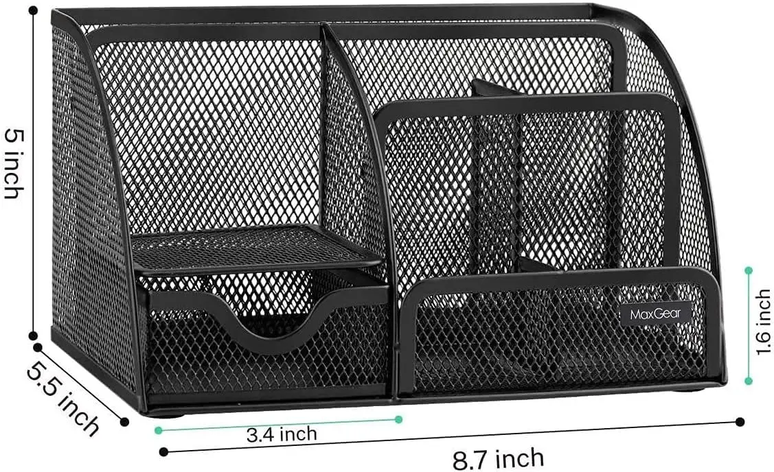 Imagem -05 - Desktop Storage Box com Metal Mesh Square Pen Rack Lápis Titular Grande Capacidade Organizador de Papelaria Escola e Material de Escritório