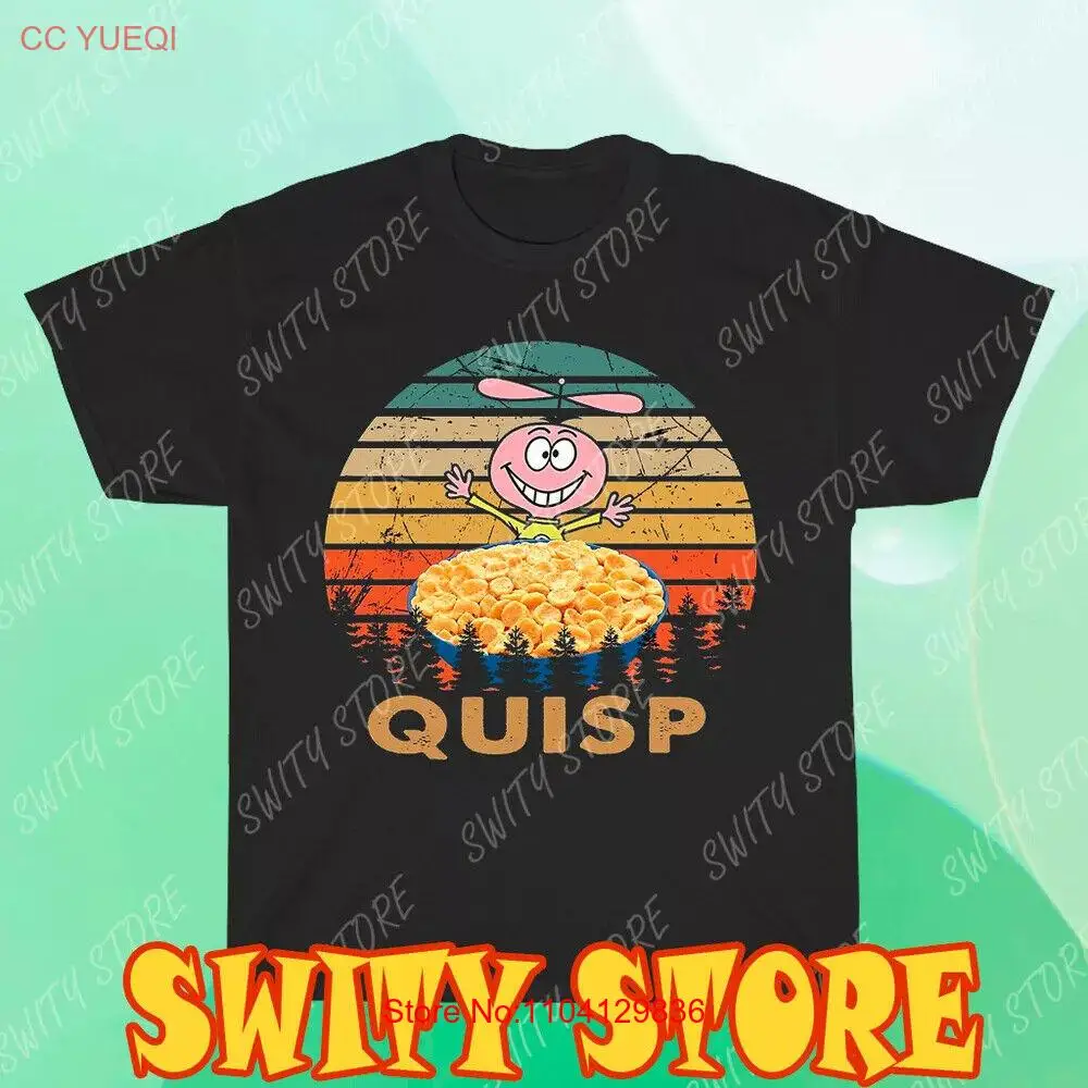 Camiseta negra QUISP Cereals para hombre, talla 1, camiseta con Logo, talla divertida S a 5XL