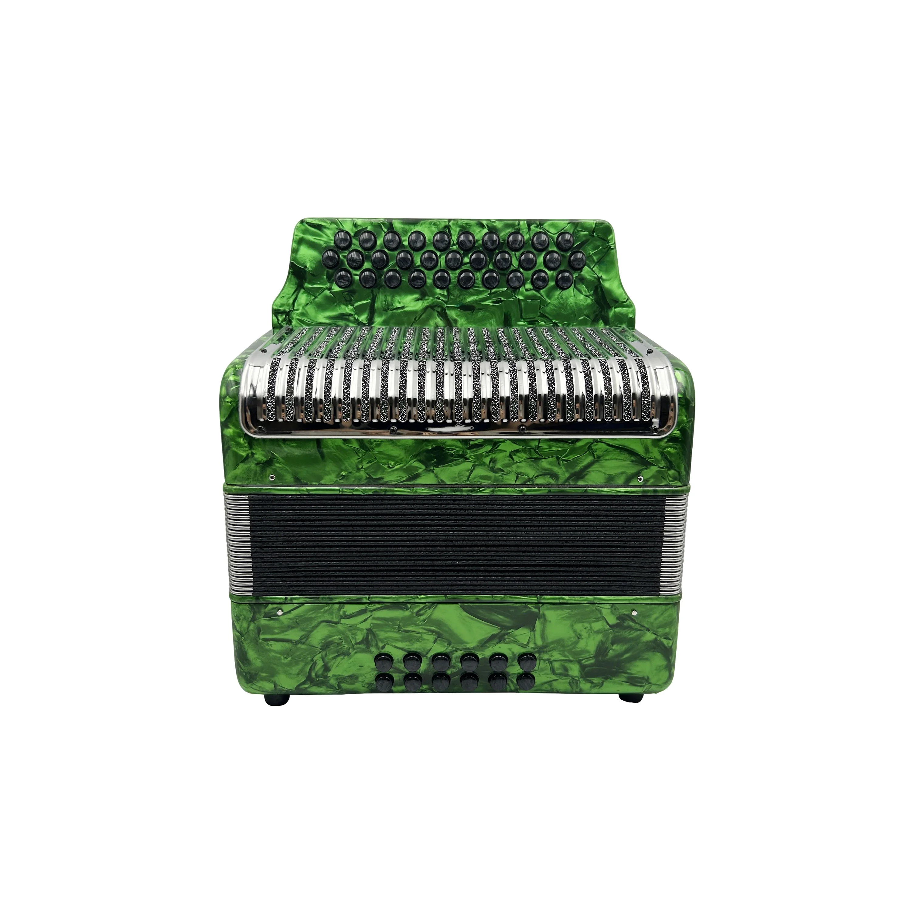 Green Celluloid Stainless Steel Grill Accordion Instrument JB3112C Diatonic With 31 Buttons And 12 Bass