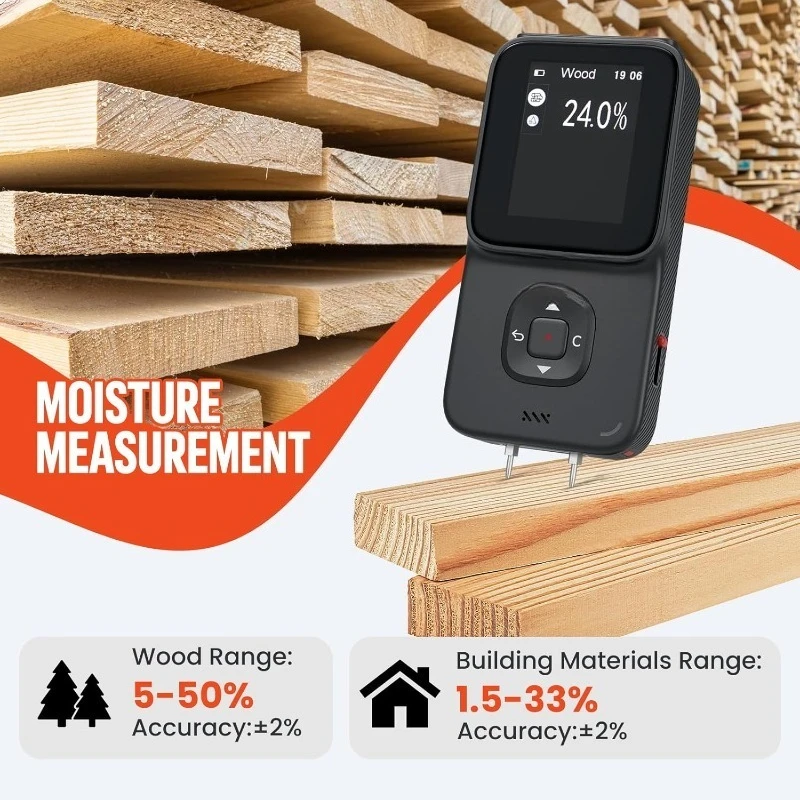 스터드 파인더 5 in 1 벽 스캐너 (금속, 목재, 파이프, 에어컨 배선 탐지), 길이, 면적, 부피 측정 도구, 스터드 빔 탐지