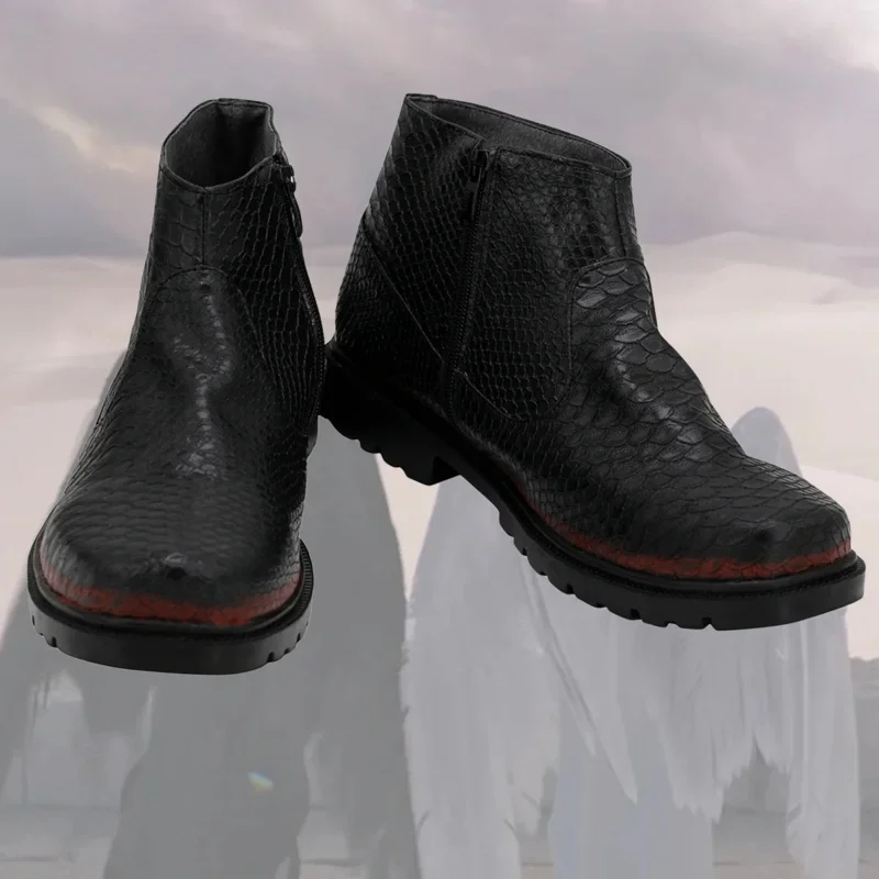 

Movie Good Omens Demon Crowley Cosplay Boots Crowley Customized PU Leather Shoes Halloween Carnival Cosplay Accessories