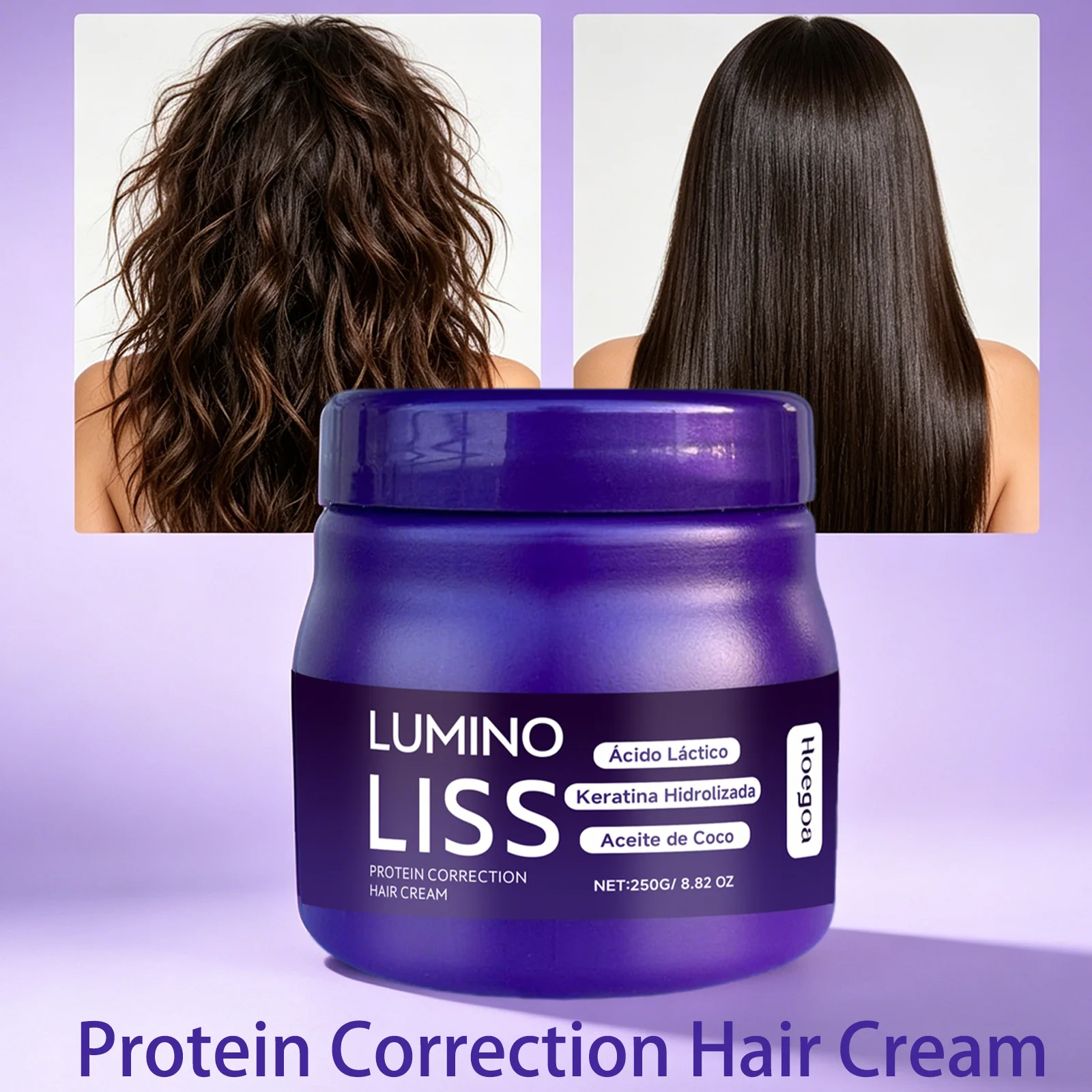 Protein-Glättungscreme 250G Tiefenreparatur für Trockenes, Geschädigtes, Krauses Haar Glättet und Pflegt Haar Conditioner für Weiches, Glattes Haar