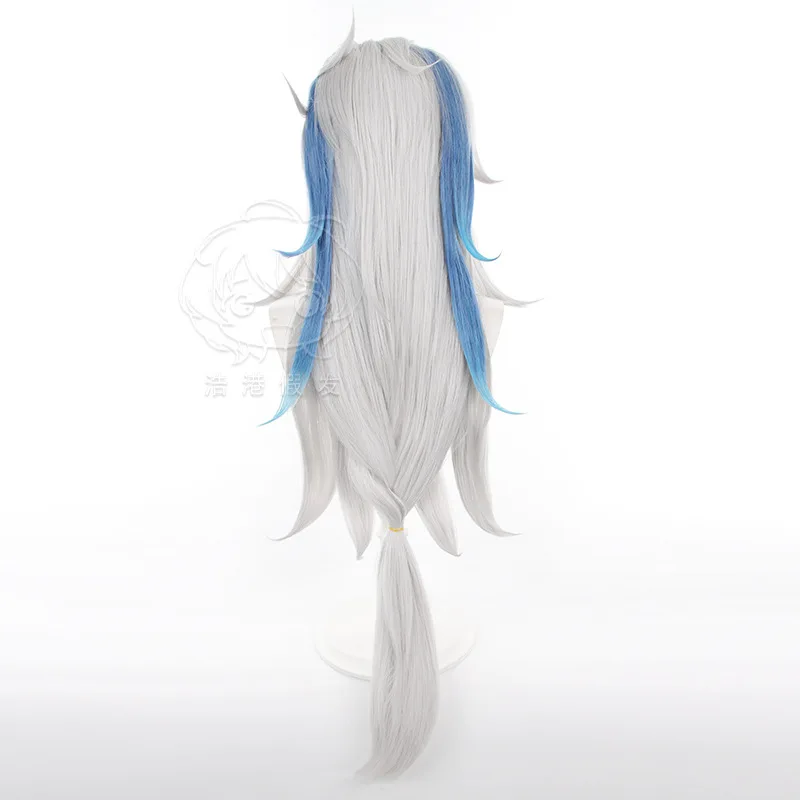 Genshin Impact Neuvillette Cosplay Wig Man Woman Silver Mix Color Long Hair Halloween Party Costume Accessory Game Role Play Wig