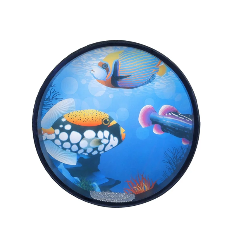 10 Inch Ocean Drum Wooden Handheld Ocean Wave Drum Percussion Instrument Soft Ocean Sounds Musical Toy Gift for Kids