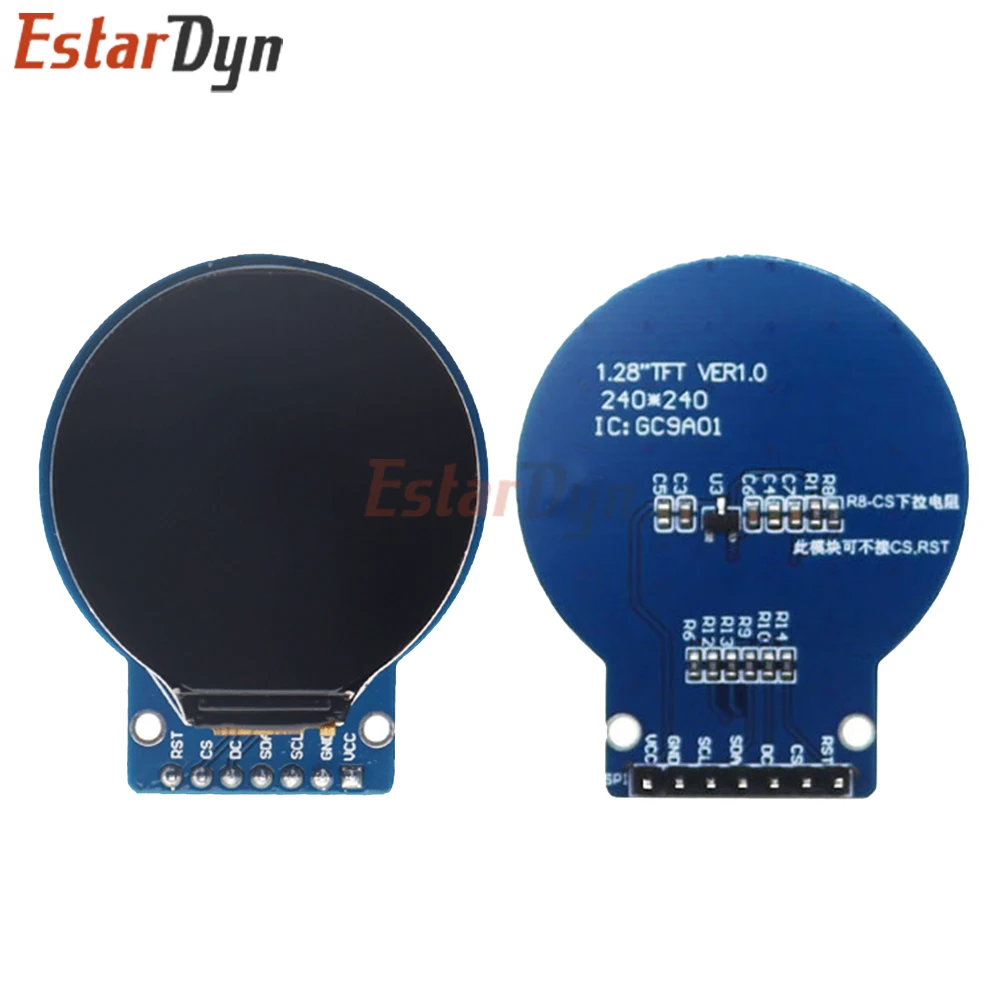 Estardyn 1,28 Zoll TFT LCD Display Modul Rund RGB IPS HD 240x240 Auflösung GC9A01 Treiber 4-Draht SPI Schnittstelle Adapterplatine