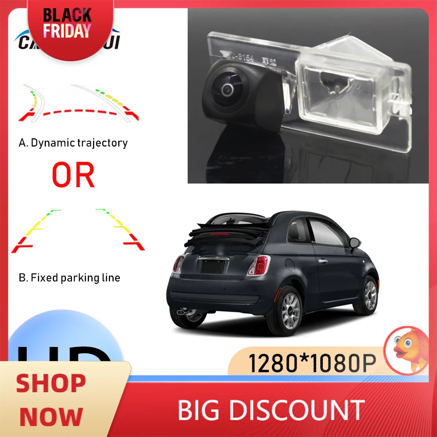 Car Reversing Rear View Camera Dynamic trajectory Night Vision Waterproof For Fiat 500 500C 500S Abarth 2007~2015 2016 2017